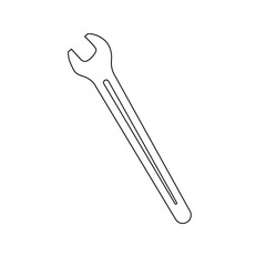 モノクロのイラスト_片口スパナ