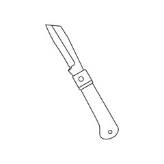 モノクロのイラスト_電工ナイフ