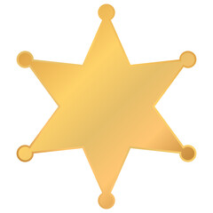 golden sheriff star badge on white transparent background