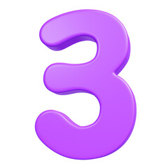 Purple 3d number 3
