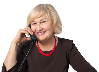 Adult happy Businesswoman with phone