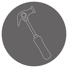 モノクロのイラストマーク_仮枠ハンマー