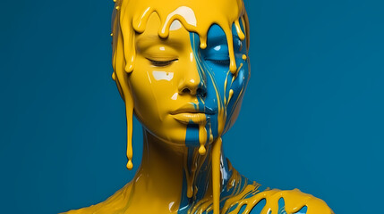 Female image in blue-yellow colors