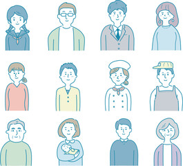 立っている男女　上半身　セット