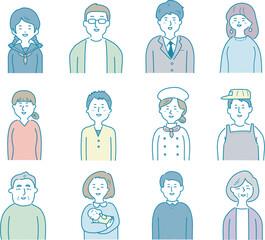 笑顔の男女　半身　セット