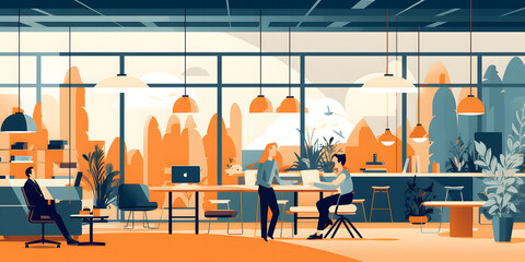 Illustration of people working at the office