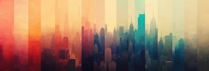 A colorful abstract painting of a city. Created with Generative AI technology