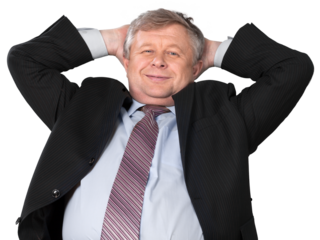 Happy busimess man relaxing sitting on a chair