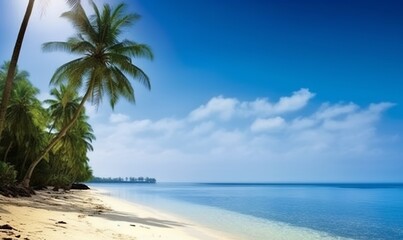 Obraz na płótnie Canvas Beautiful beach on a tropical island in the Maldives. Made with Generative AI technology