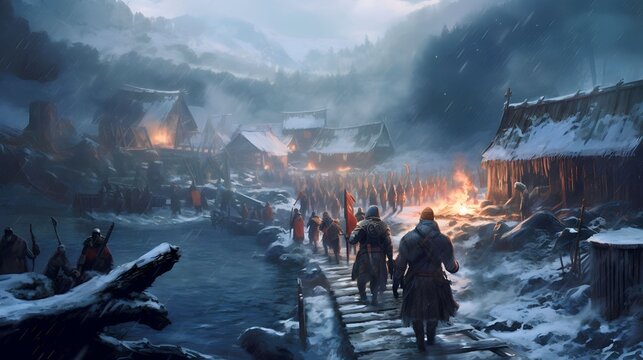 vikings in the winter of scandinavia, viking war