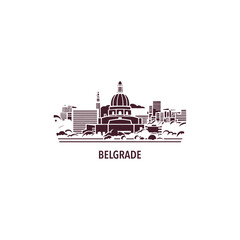 Serbia Belgrade modern city landscape skyline logo. Panorama vector flat shape abstract European icon