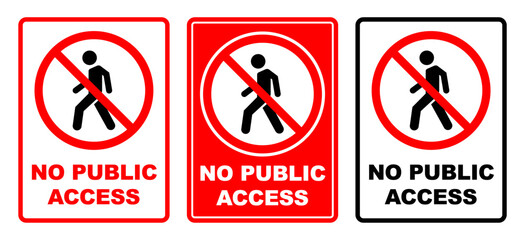 no public access area prohibited safety sign printable prohibition symbol set silhouette icon design - obrazy, fototapety, plakaty