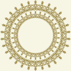Elegant vintage vector ornament in classic style. Abstract traditional ornament with oriental elements. Classic vintage round golden pattern