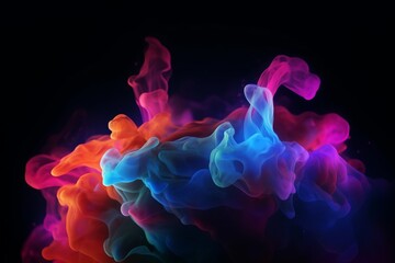 Paint clouds in water isolated on black background. Bright colorful art. Created using generative AI