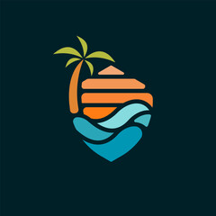 Modern tropical beach logo illustration design for your business