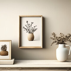 design scene with a plant, photo picture frame wallpaper, room with a window, photo picture frame images