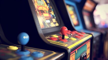 Arcade machine. This iconic symbol of video gaming culture represents the nostalgic era of coin operated entertainment. Retro design evoking fond memories. Generative AI