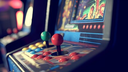 Arcade machine. This iconic symbol of video gaming culture represents the nostalgic era of coin operated entertainment. Retro design evoking fond memories. Generative AI