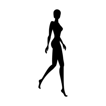 Woman body silhouette fashion collection. Walking female mannequin for fashion designs. Vector illustration isolated in white background