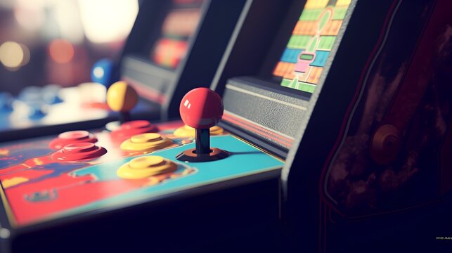 Arcade machine. This iconic symbol of video gaming culture represents the nostalgic era of coin operated entertainment. Retro design evoking fond memories. Generative AI