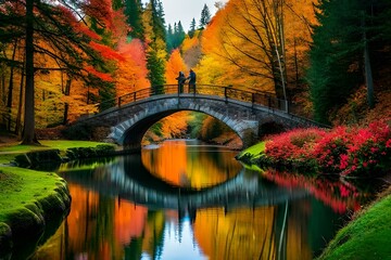 bridge in autumn generated ai
