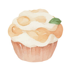 カップケーキの水彩イラスト　AI生成画像