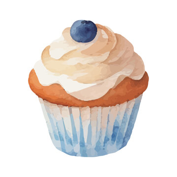 カップケーキの水彩イラスト　AI生成画像