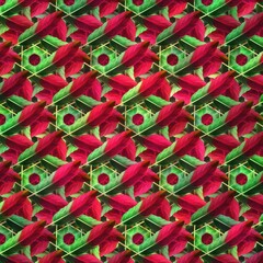 red green feathers pattern sequence background using illustration art 