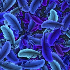 blue leaf style feathers pattern background using illustration artwork