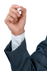 Fototapeta premium Closeup of a Businessman Writing on the Air