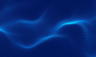 Wave of particles. Abstract background with a dynamic wave. Big data.