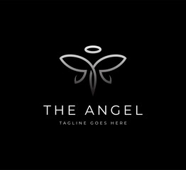 Abstract luxury linear trendy Angel logo design template