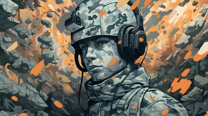 Attractive, confident soldier with a charming smile.