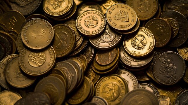 Abundance of Money: Close-up of Currency and Coins in Wealthy Business Finance