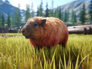 cute capybara cub, Generative AI