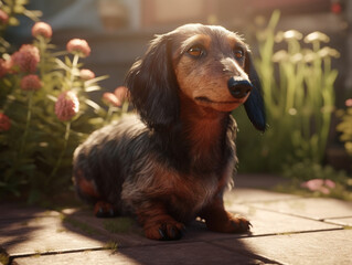 closeup on a sausage dog, Generative AI