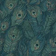 peacock feather designs pattern, Generative AI