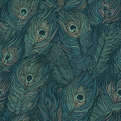 peacock feather designs pattern, Generative AI