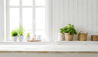 Fototapeta premium House decor inspiration. Table with stylish pot and plant on modern interior table
