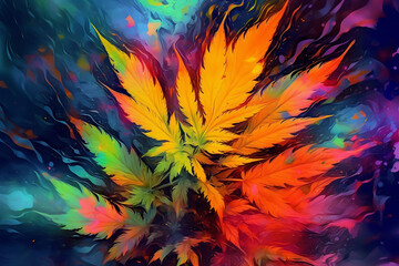 Fototapeta na wymiar Cannabis abstract background, created using generative AI tools