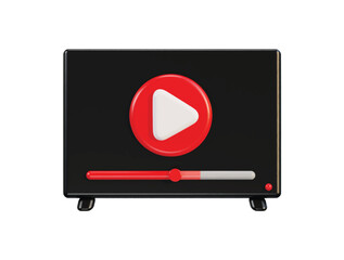 Vector 3d media player video icon in vector illustration 3d rendering