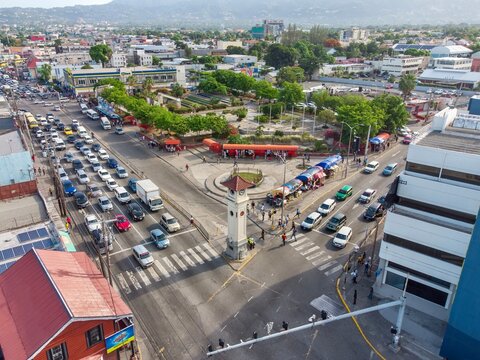 Aerial View of Caribbean City Center, Half Way Tree, St. Andrew Jamaica.