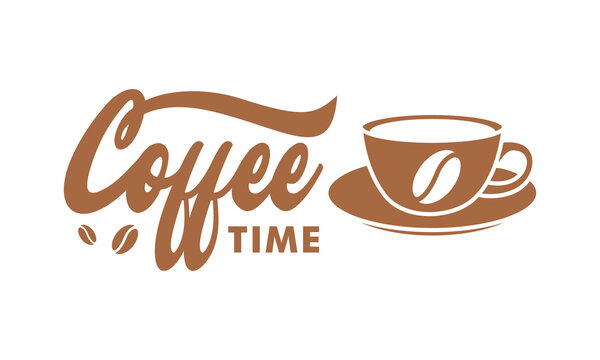 coffee time, Vector poster with phrase elements. Typography card, image with lettering. Design for t-shirt and prints.