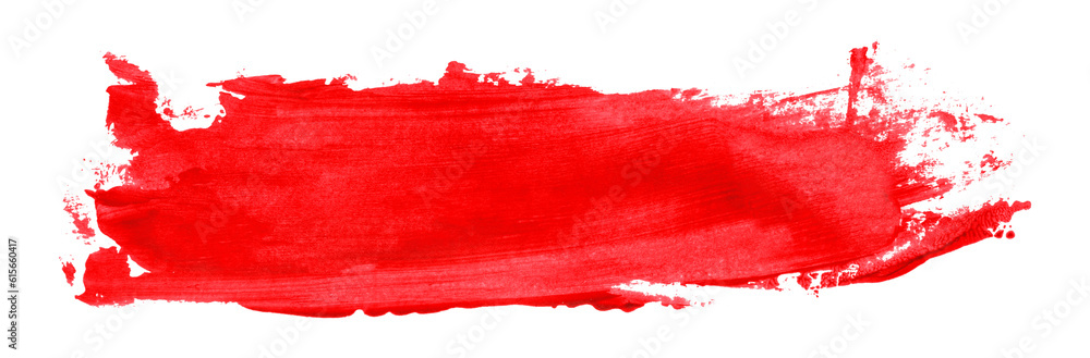 Wall mural shiny red brush watercolor painting isolated on transparent background. watercolor png