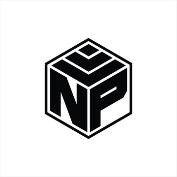 recommend clip art: NP Logo monogram with hexagon geometric isolated outline design template