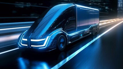 Obraz na płótnie Canvas Advanced transportation technology - digital logistics, AI, network, truck