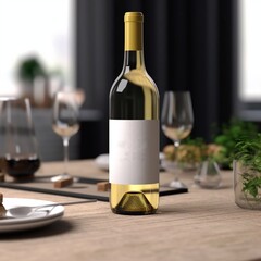 wine bottle and glass mock-up generative AI