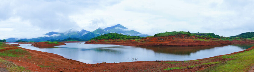A beautiful panoramic scenery from the Banasura sagar dam in Western Ghats, Wayanad, Kerala
