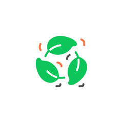 Leaf cycle. Vector line icon black and white with green eco energy theme