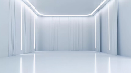 Fototapeta premium Abstract futuristic technology background, Minimalistic white architectural background, modern design for poster, cover, branding, website, product showcase, AI generated.